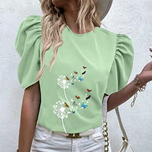 Ženske odjevene vrhove i bluze majice s puhanim rukavima Summer Loose Fit Crew vrat vrhovi moda 2023 Business Casual Work