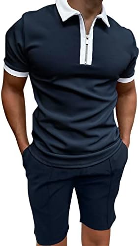 Xiloccer muške košulje i kratke hlače postavljaju ljetne odjeće 2 komada kratka tracksuit casual zip up ovratni košulja s