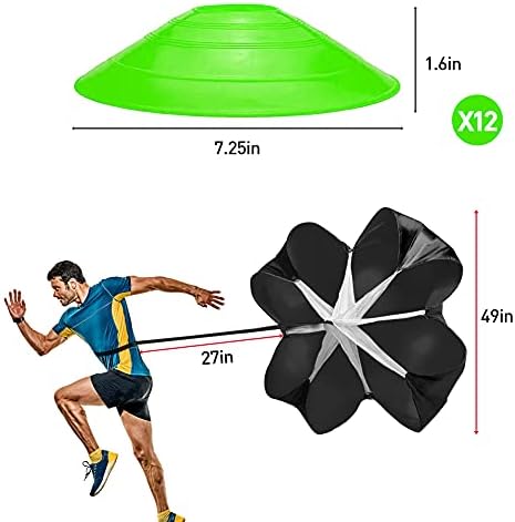 Pro set za trening brzine i agilnosti - uključuje 12 ljestvica podesive agilnosti od 20 ft s vrećicom, 12 konusa s diskovima,