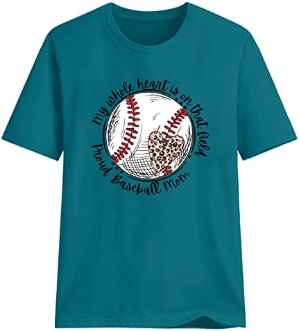 Ženske bejzbol majice tisak grafičke majice Slatke mama majice vrhovi Standard Fit majice za vježbanje kratkih rukava za