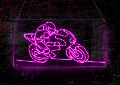 ANCFUN MOTORCIKLJI NEON Znak, Super Racing Dynamic Sign, Sportska tema ručno rađena El Wire Neon Light Sign, Umjetnost ukrašavanja