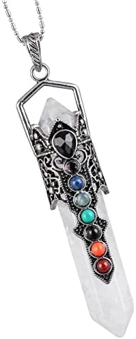 Nupuyai šesterokutna kristalna točka privjeska ogrlica za žene Healing 7 čakra kristalni kamen privjesak amulet s lancem