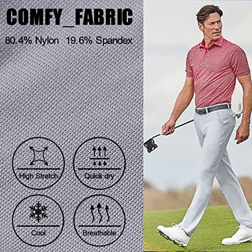 Lushenuni muške golf hlače visoko istegnute tanke fit mršave haljine hlače s džepovima za poslovne casual putovanja