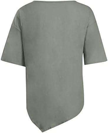 NOKMOPO Ljetni vrhovi za žene modu 2022 Pamuk s kratkim rukavima i posteljina ležerna majica majice majice bluza