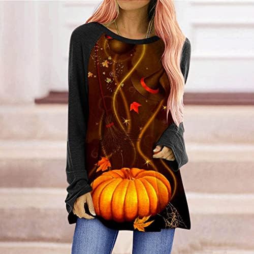 Bluza majica za djevojčice jesen ljetni dugi rukav 2023 Trendi pamučni grafički odmor grafički odmor za Halloween Brunch