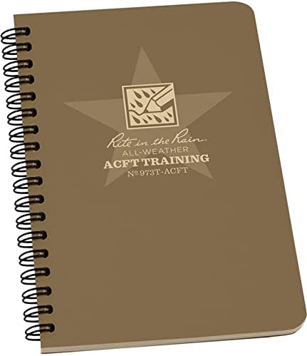 Rite u bilježnici u fitnessu Rain Army Army, 4,625 X 7, Coyote Tan pokrivač, ACFT uzorak