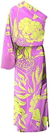 Haljina za žene vintage, ženska seksi ramena prorezana cvjetna kratka rukava labava ležerna haljina