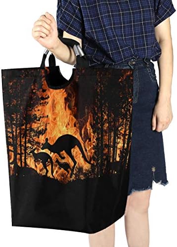 Sklopiva košara za rublje s potpisom sklopiva košara za rublje-šumski požar Kengur životinje velika torba za odjeću u kupaonici