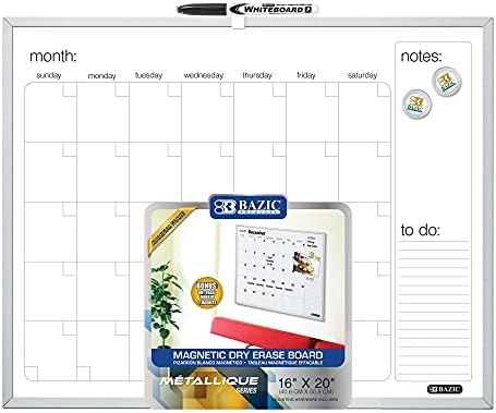 Bazic Magnetska kalendarska ploča za suho brisanje Aluminijski okvir 16 x20, kalendar bijela ploča, marker suhe brisanja,