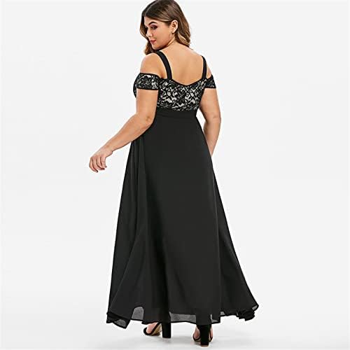 Ženska Plus haljina veličine 2022. s kratkim rukavima s ramena, tiskana čipkasta tunika, Maksi haljina za žene, ležerna haljina