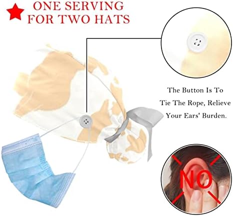 2 pakiranja za kiruršku kapu s trakom za znoj, prozračne šešire duge kose, podesive sestre za piling kapice elegantni uzorak