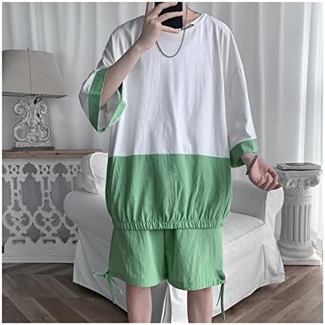 Wpyyi plus size patchwork u boji muškarci kratke hlače se postavljaju sve podudaranje labave majice s pola rukava plus kratke