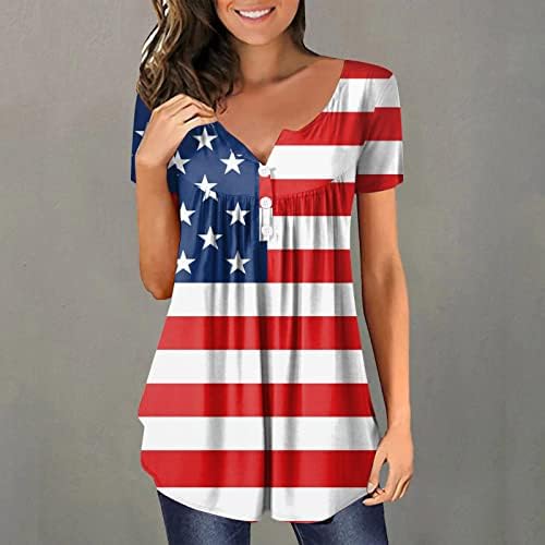 4. srpnja, majice s tunikom za žene, majica s američkom zastavom koja skriva trbuščić, ljetne Ležerne bluze s kratkim rukavima