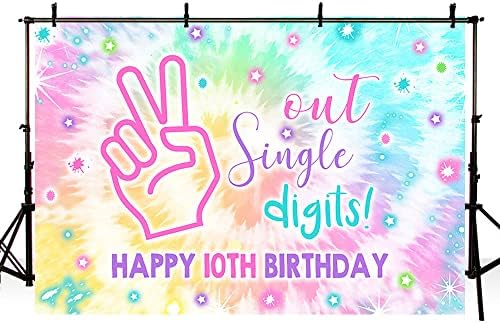 SENDY 7X5FT OUT JEDNOG znamenki pozadina sretna dekoracija za zabavu za 10. rođendan za djevojčicu duga duga Rainbow To je