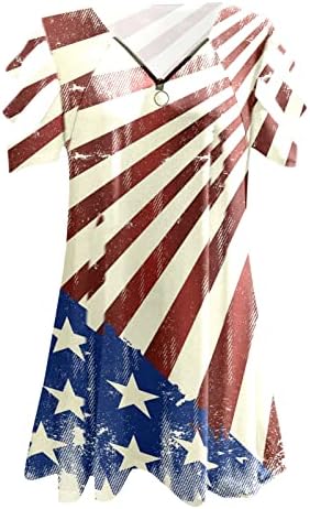 4. srpnja Majice Majice za žene za žene ljetne tunike s kratkim rukavima i krojem u obliku slova u vrhovi zastava SAD-a majice