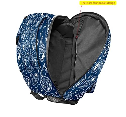 Kioplyet Blue Paisley Bandana College College School Tog torba Poslovni laptop Ruksak putovanja planinarenje Daypack Velika