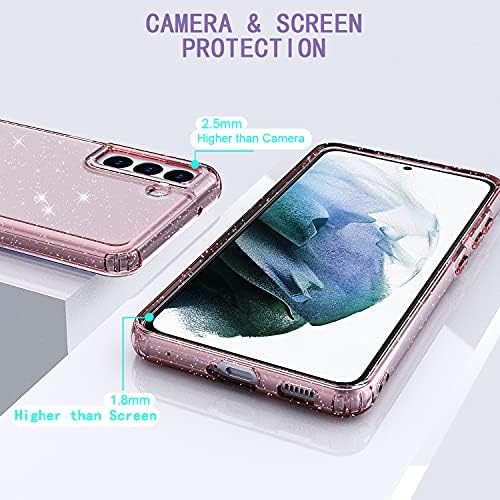 Slučaj Wegoodsun za Samsung Galaxy S21 Fe 5G, s [2 x kaljenom staklenom zaštitnikom zaslona] prozirni iskrisni bling vitki