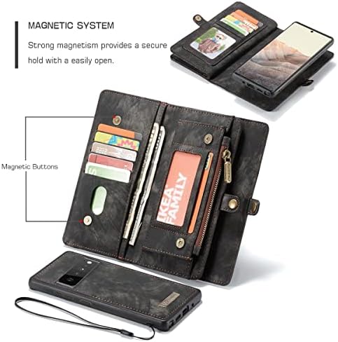 JGY Google Pixel 7 Pro kožna torbica-novčanik, Pixel 7 Pro magnetni Odvojivi poklopac sa džep na zip, držač za kartice Pixel