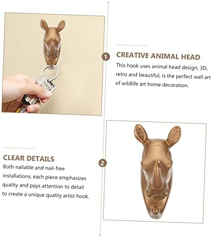 Upkoch 2pcs jelena glava umjetnost kuka šal šal vješalice zidni nosač držač ključa vintage dekor životinjska glava zidna