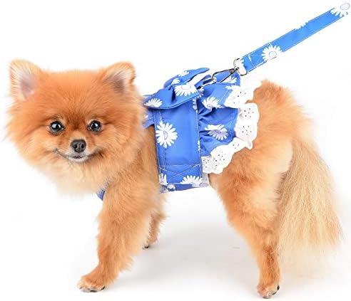 Plaćena haljina za pse set remena i povodca cvjetni kostim mašne mačji sundress za male kućne ljubimce mekana odjeća za štenad