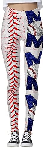 Gamaše s printom za Bejzbol za žene, jogging i joga tajice visokog struka, Ultra mekane rastezljive udobne fitness hlače