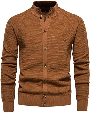 Kardigan džemperi za muškarce, muški džemper stoji gumb za ovratnik Down Chunky Cardigans jesen zimska pletena jakna
