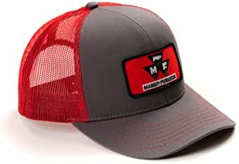 J&D Productions Red Massey Ferguson Tractor logotip šešir, siva s crvenom mrežom, 7-7 7/8