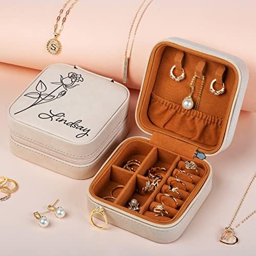 VUBU Pokloni Personalizirani slučaj nakita za mamu od kćeri, organizator nakita za putovanja | Prilagođena kutija nakita
