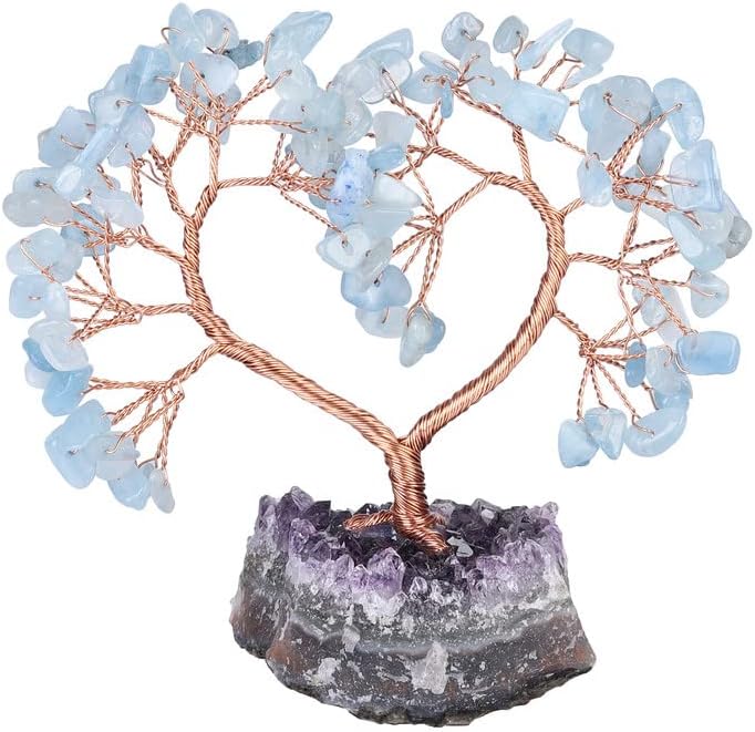 SumGiftForAll ručno izrađeno kristalno srce stablo života na ametistu klastera baznog novca Stone stablo za vjenčanje reiki