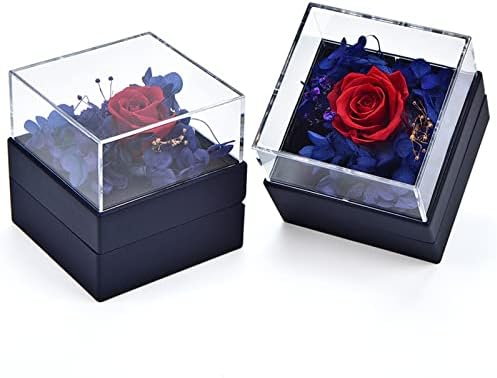 Yageli sačuvana kutija za cvijeće za svadbenu ceremoniju - akrilni kvadratni nakit kutija s dvostrukim prstenom zaslon za
