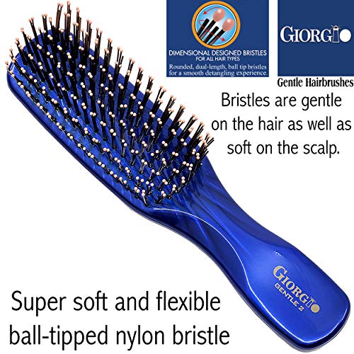 Giorgio Gio1-2B Plavi set od 2 nježni dodir Detangler četkica za kosu za muškarce i djecu. Meke čekinje za osjetljivo vlasište.