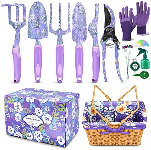 Set vrtnih alata od 43 komada s košarom Ručni alati za cvjećarstvo pokloni za žene i ljubitelje biljaka set teških alata