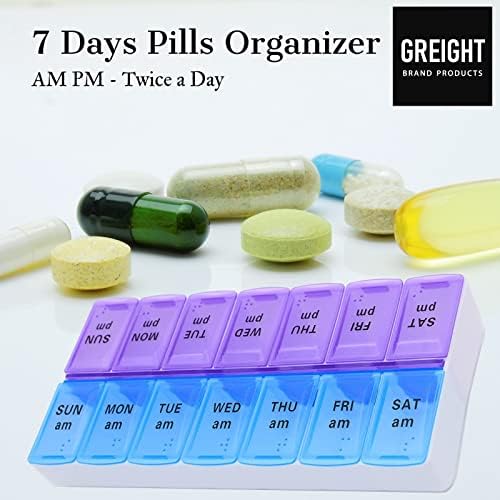 7 -dnevno tjedno tableta AM PM Organizator - Dva puta dnevno - Slučaj tableta za lijekove, vitamine i dodatke