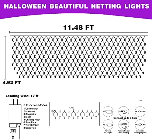 Dazzle Bright 2 Pack Halloween 150 COUNT Mini String Lights + Halloween 360 LED 12ft x 5 ft neto svjetla