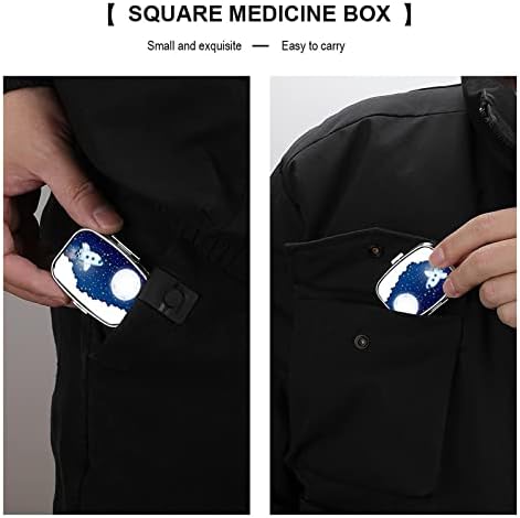 Kvadratna tableta Star Moon Rocket Plup Box Metal Medicine Organizator tableta za džepnu torbicu i putovanja 2,2x1.6in