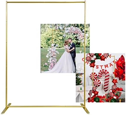 Stalak za pozadinu zlatnog vjenčanog luka, kvadratni balon veličine 6,6 stopa * 5 stopa i metalni aluminijski okvir s cvijetom