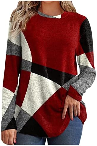 Džemperi za žene tanki geometrijski kontrast francuski kašmir s dugim rukavima labava dukserica zima