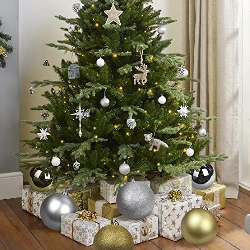 Božićni ukrasi kuglice 7,08 in Veliki božićni ukrasi Xmas stablo Protef Veliki srebrni božićni kuglični ukrasi s visećom