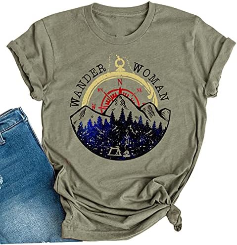 Wander Women Mountain Camping Majica Ljetna kampiranje Pješačenje majice za odmor Teen Girls Smiješne šumske kampe