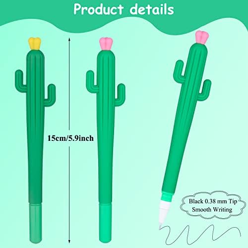 Qupaen 50 komada olovke u obliku kaktusa olovke Zabavni kaktus za pisanje olovke 0,38 mm crna tinta Kacti Rollerball olovke