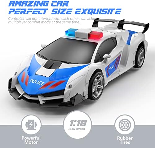 Daljinski upravljački automobil Transformiranje RC automobila robot za djecu 1:18 Policijska igračka za deformaciju s jednim