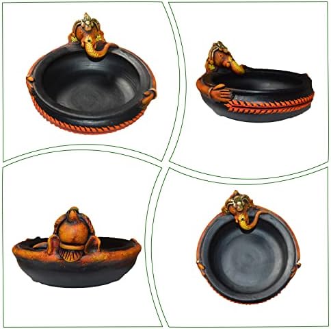 Shabana Art Potteries terakota ručno izrađena ukrasna zdjela/ganesha URLI/cvjetni lonac - crna