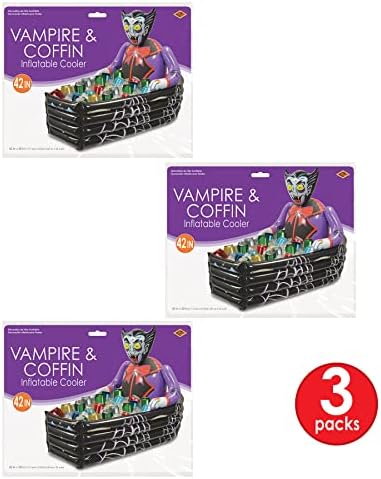 Beistle 3 komada novonastala na napuhavanje Vampire i Coffin pića hladnjaci za sretne držače pića za Halloween, 30 x 42,