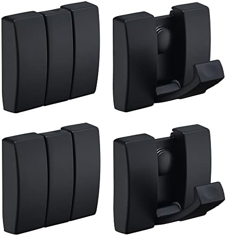 DmyMat za savijanje kukača 4 pakiranje, mat crne kuke za ručnike za kupaonice zidne zidne, moderne zidne kuke teške kuke