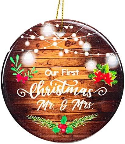 Božićni ukrasi 2021., naš prvi Božić kao ukras gospodina i gospođe božićno drvce, 3 ”zaručnički dar za keramički ukras za