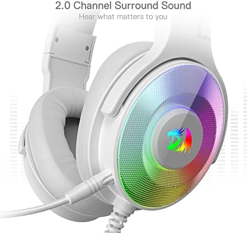 Ožičene Slušalice za igranje u bijeloj boji, dinamično pozadinsko osvjetljenje-stereo surround zvuk - zvučnici od 50 mm -