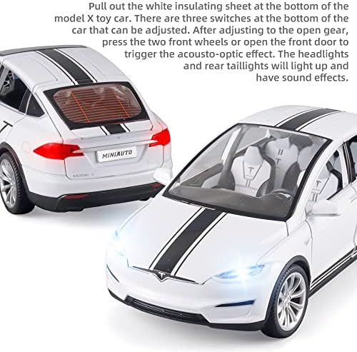 Oanmyjjo Toy Cars Model X 1/24 Cink Legue Diecast Metal Model Model Car, Povucite model igračaka s svjetlošću i glazbom,