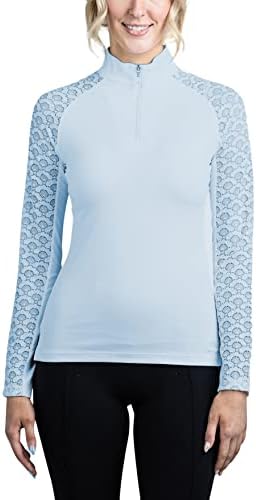 Kastel Danska ženska košulja od dugih rukava Raglan Sun Sun | 1/4 ZIP atletski vrhovi | Upf 30+