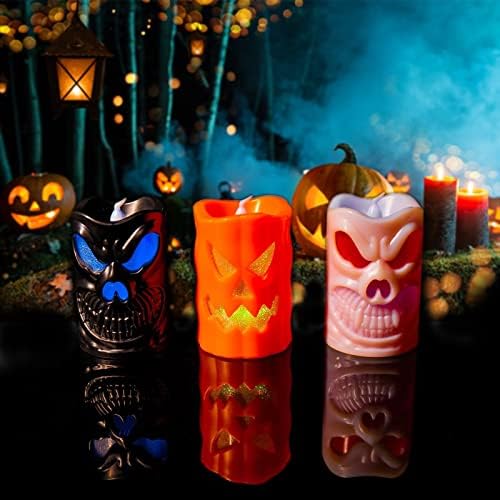 Svijeće za Noć vještica - Halloween plamene svijeće s promjenom boje RGB -a, lažne svijeće koje upravljaju baterijom, trepereće