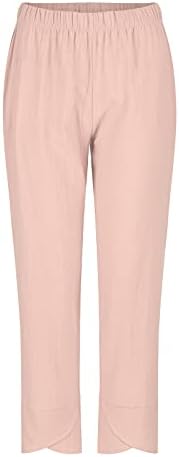 Pamučne lanene kratke hlače žene za žene ljetne casual Capri hlače s džepovima široke udobne boho hlače za plažu